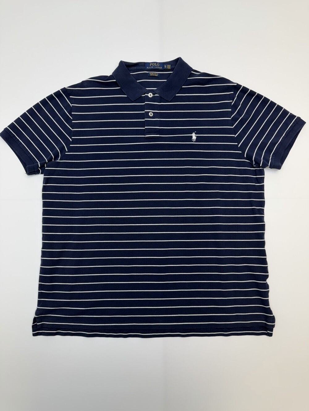 Polo Ralph Lauren Men’s XL Custom Slim Fit Stretch Mesh Polo Navy Striped
